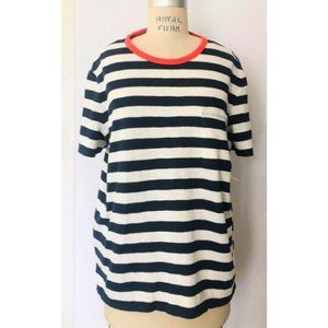 OLD NAVY WHITE NAVY ORANGE STRIPE COTTON BOYFRIEND T-SHIRT LARGE NWT